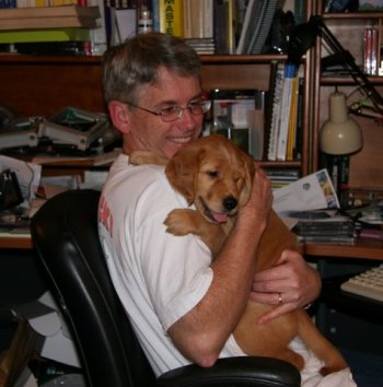 8-week old puppy on lap