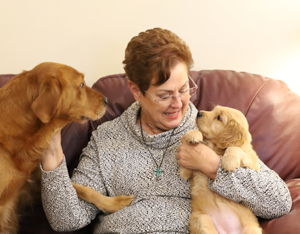 Miss Parr at 7 weeks with Anna Curry