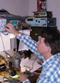 Jim debugging a PCB